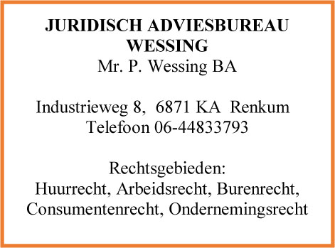 Advertentie Juridisch Adviesbureau Wessing 201506